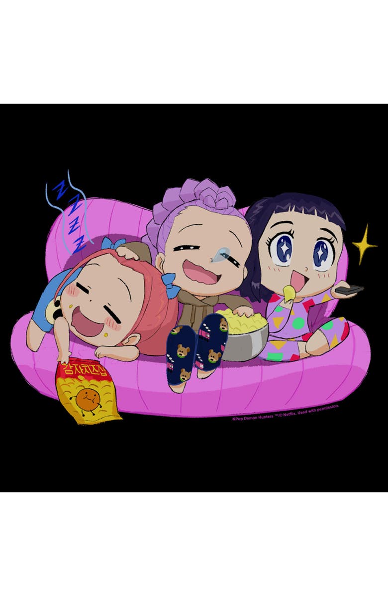 KPop Demon Hunters Men's KPop Demon Hunters Movie Night Group  Graphic T-Shirt, Alternate, color, Black