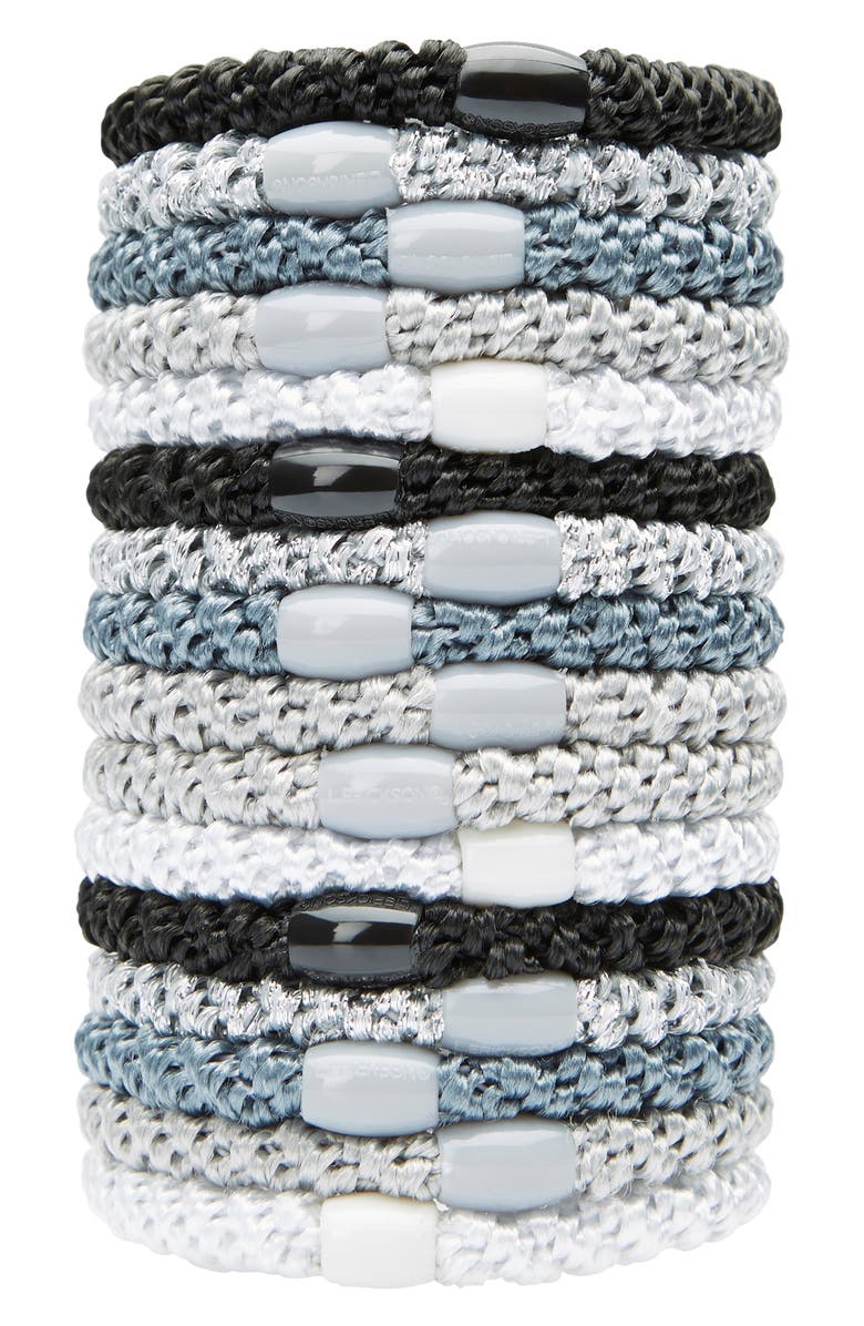 L. Erickson Grab & Go 15-Pack Braided Ponytail Holders, Main, color, Light Silver Metallic