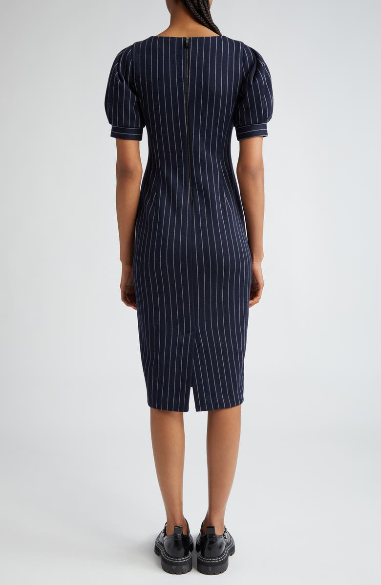 Max Mara Tunica Pinstripe Puff Sleeve Sheath Dress, Alternate, color, Ultramarine