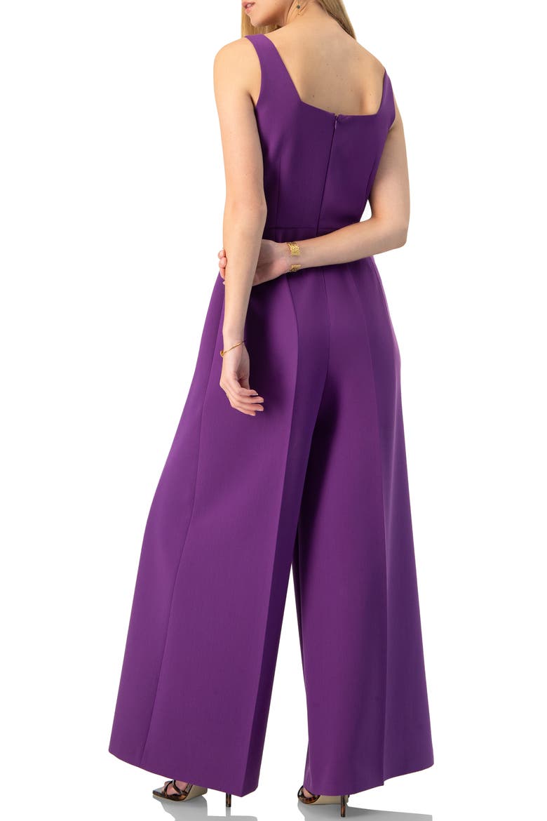 Wide-Leg Jumpsuit with Classic Strap and Squared Neck, Alternate, color, Purple
