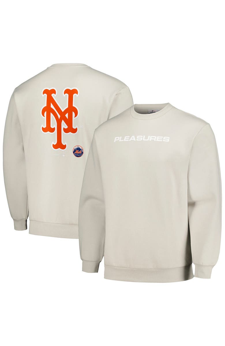 PLEASURES Men's PLEASURES Gray New York Mets Ballpark Pullover Sweatshirt, Main, color, 