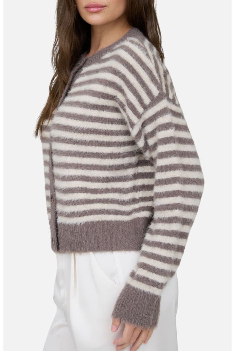 Striped Fuzzy Cardigan, Alternate, color, MOCHA