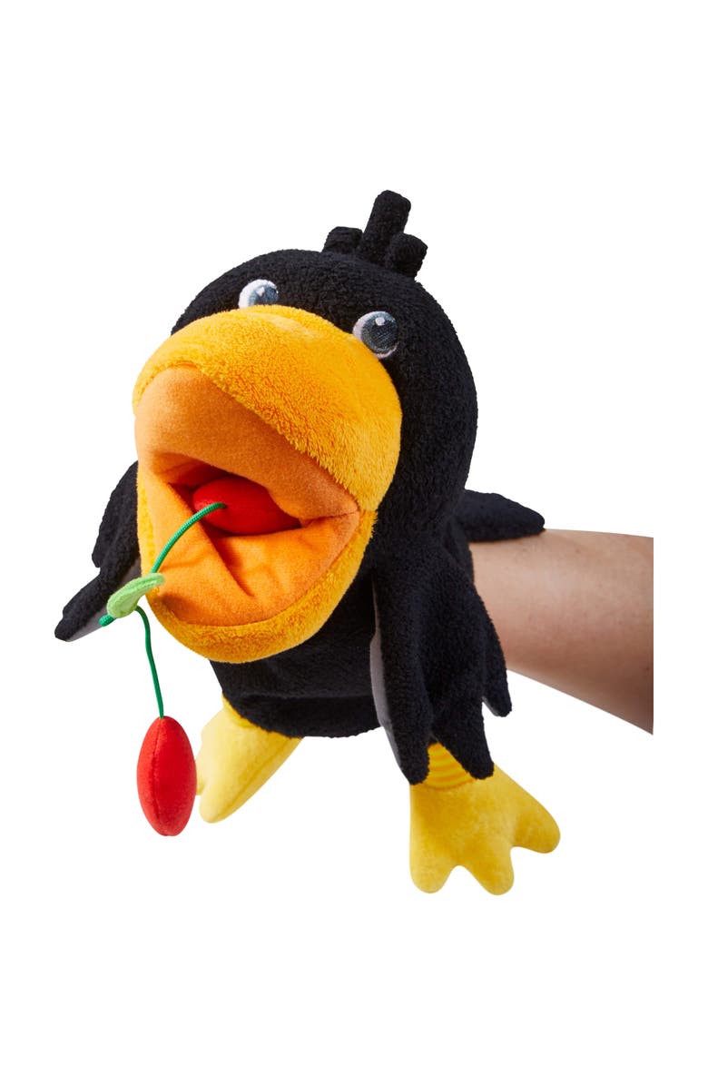 HABA Theo the Raven Hand Puppet - Interactive Puppet Show Toy with Cherries, Pretend Play Set and Toddler Toys for 18 Months and Up, Alternate, color, Black Multi