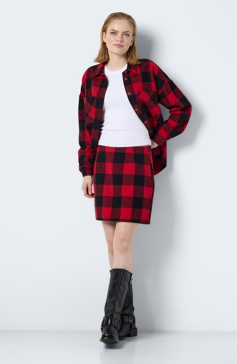 Noisy may Bea Buffalo Plaid Miniskirt, Alternate, color, Savvy Redchecksblack And Grey