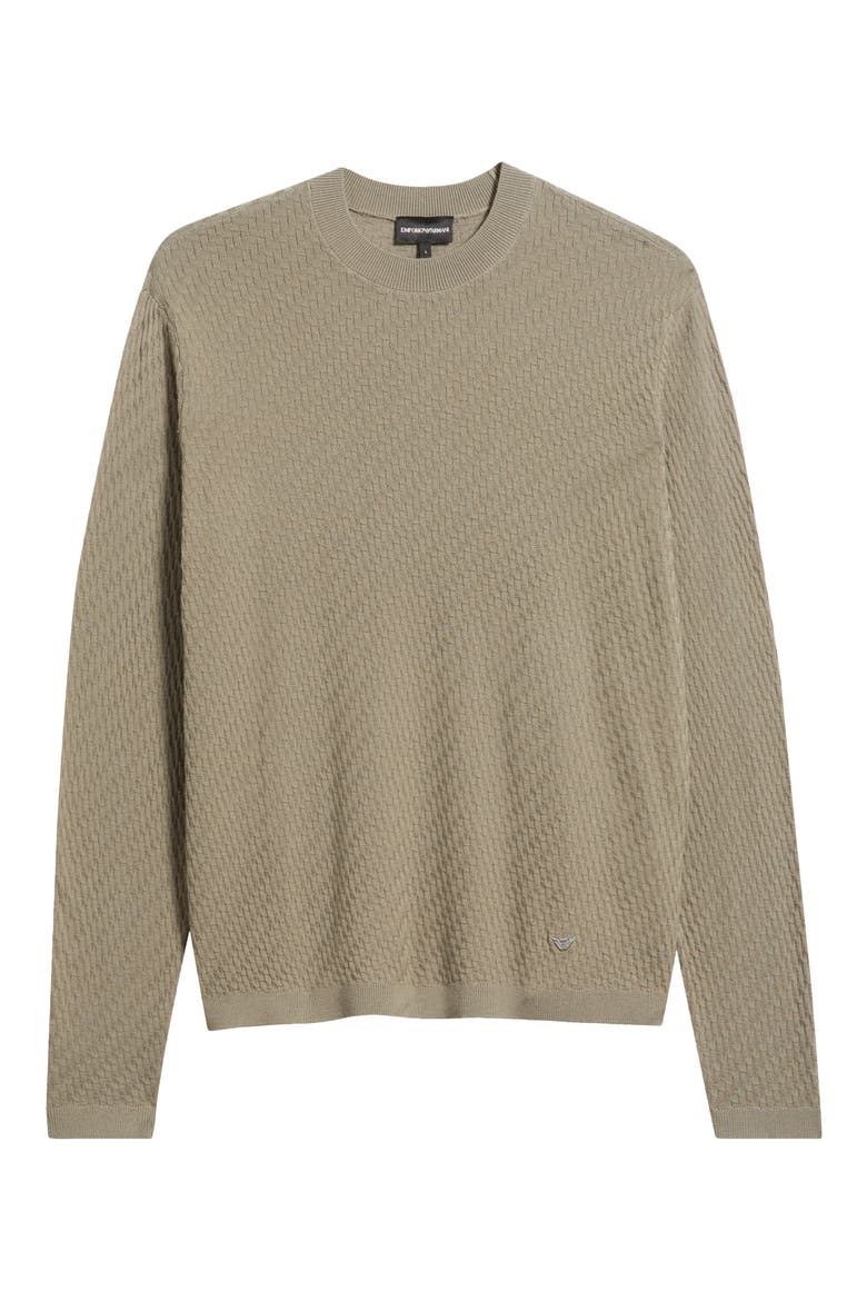Geometric Stitch Virgin Wool Crewneck Sweater, Alternate, color, SOLID MEDIUM BEIGE