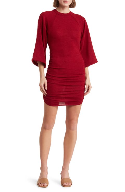 Mock Neck Ruched Body-Con Minidress