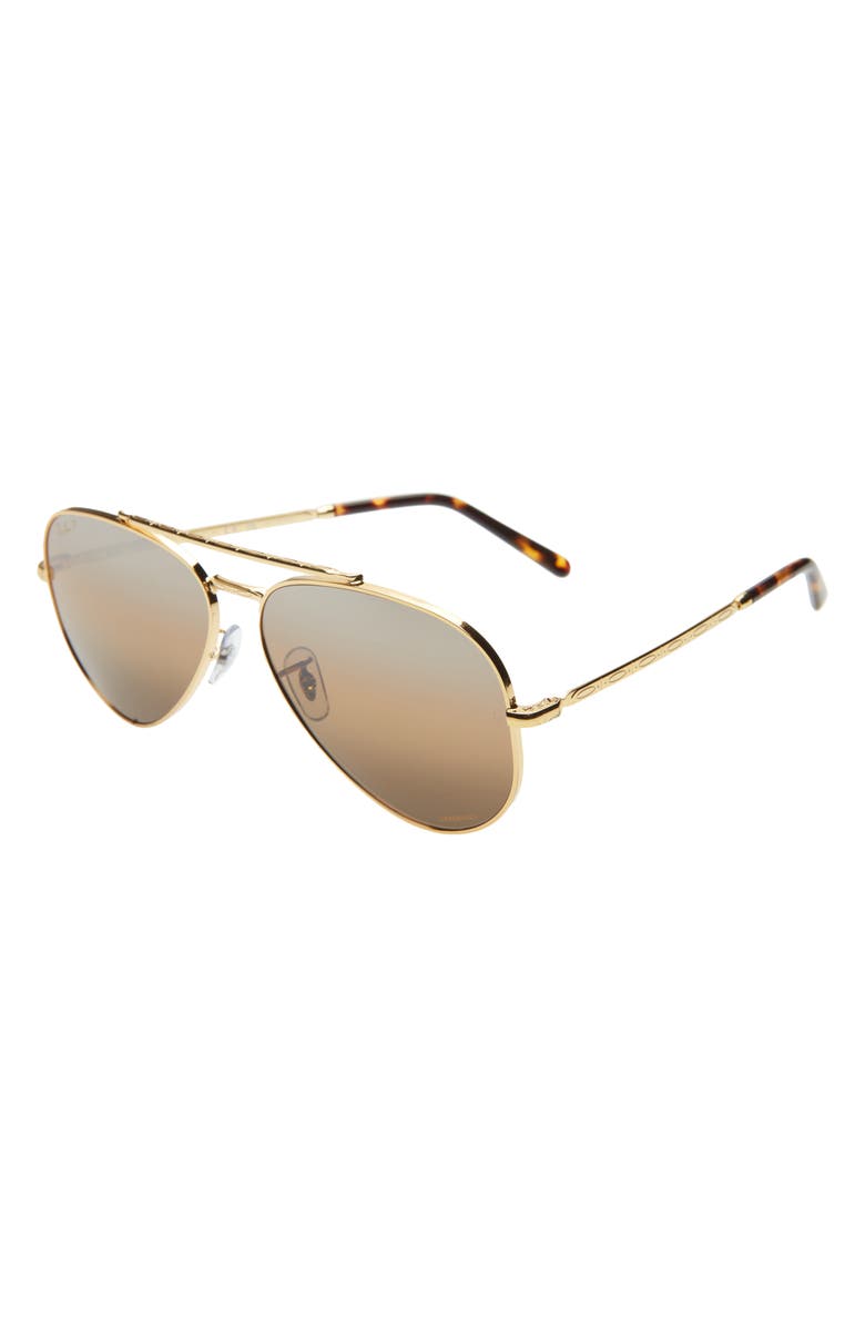 Ray-Ban New Aviator 62mm Polarized Oversize Pilot Sunglasses, Alternate, color, Legend Gold / Polar Grad Brown