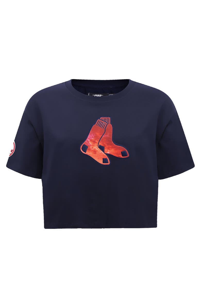 PRO STANDARD Women's Pro Standard Navy Boston Red Sox Painted Sky Boxy Cropped T-Shirt, Alternate, color, Navy