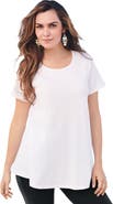 Roaman's Plus Size Ultimate Cotton Crewneck Short Sleeve Swing Tee