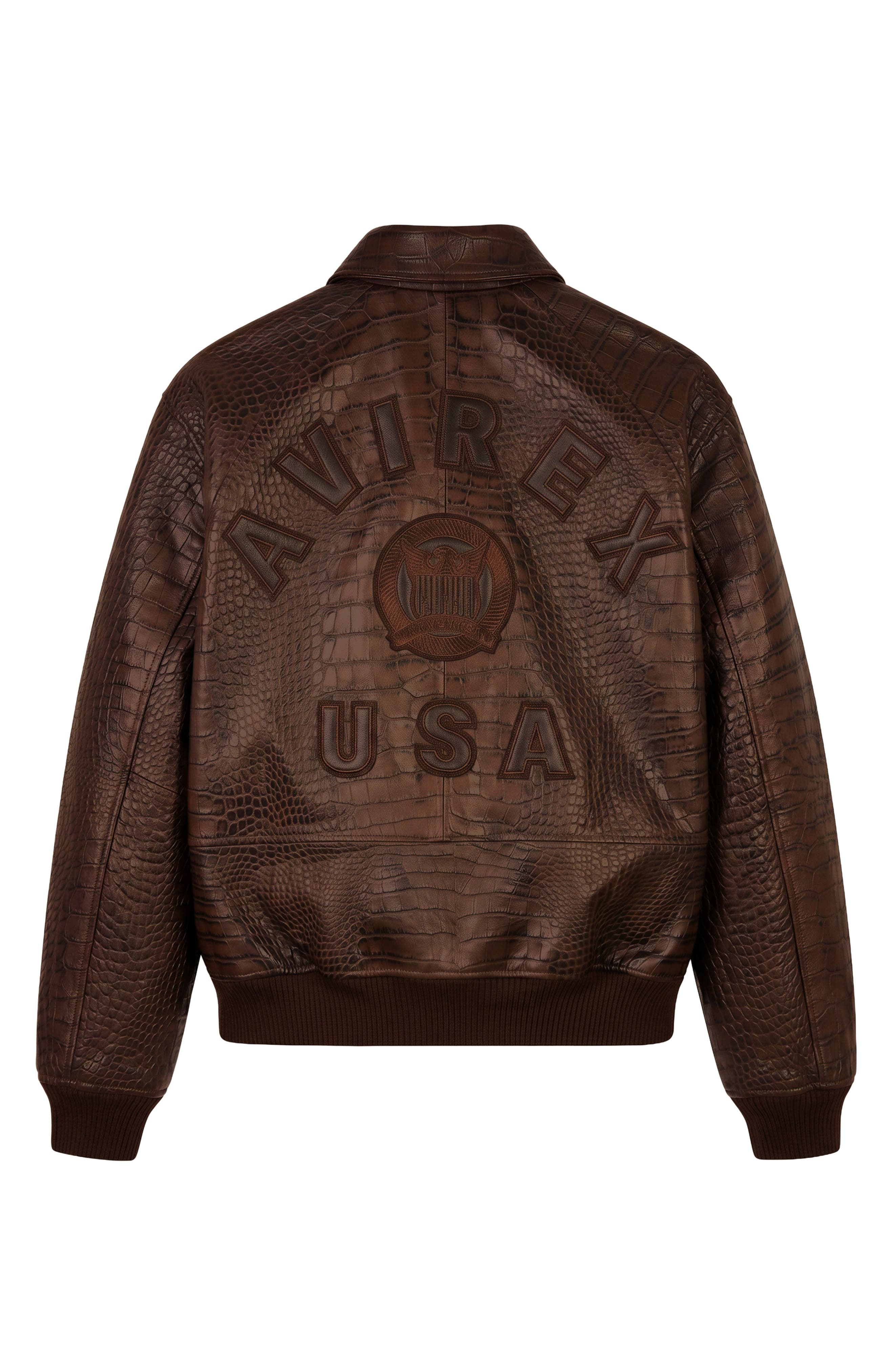 AVIREX Croc Embossed Leather Icon Jacket (Men) | Nordstrom
