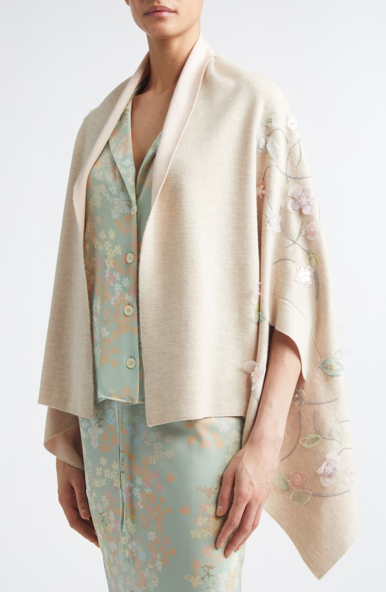 BERNADETTE Shirene Embroidered Shawl, Alternate, color, Doubleface Beige Pale Pink