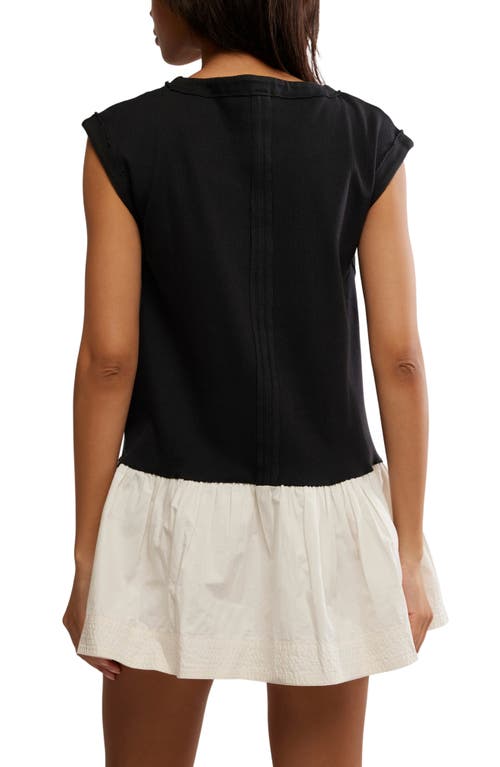 Free People Enya Mixed Media Minidress In Black Combo
