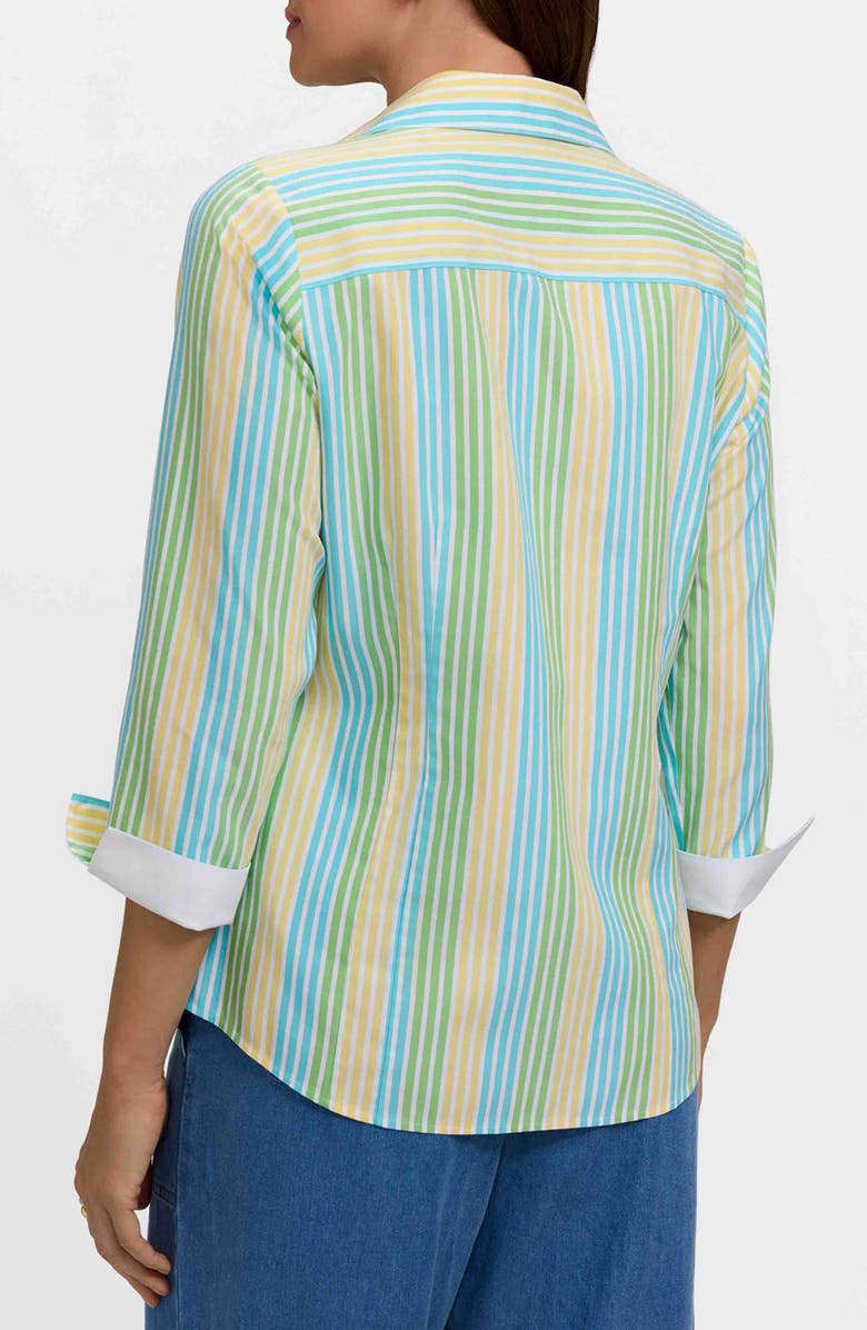 Foxcroft Taylor Stripe Cotton Button-Up Shirt, Alternate, color, Green Multi