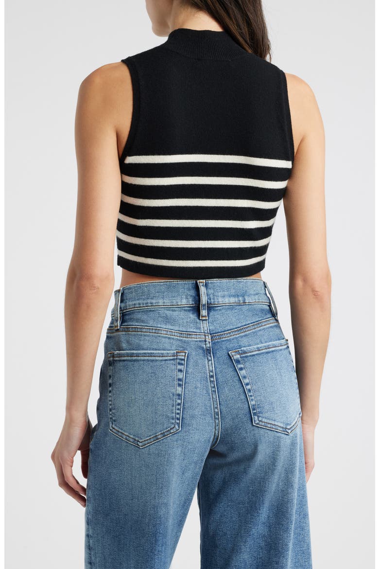 Cashmere Sleeveless Crop Sweater, Alternate, color, BLACK MULTI