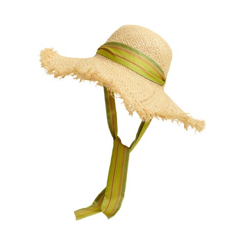 FRIDA x LOST PATTERN "Frida's Garden" Straw Hat with Ribbon Tie