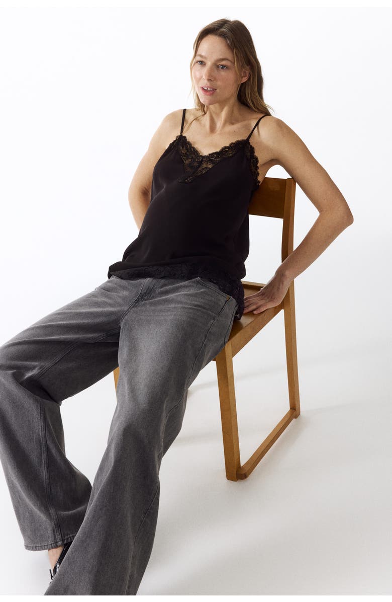 H&M Mama Lace-trimmed Strappy Top, Alternate, color, Black