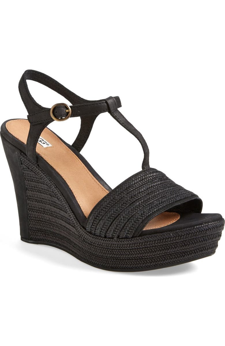 UGG<sup>®</sup> 'Fitchie' T-Strap Wedge Sandal, Main, color,