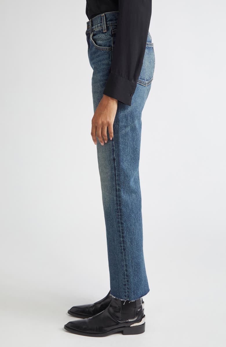 Nili Lotan Calla Straight Leg Raw Hem Jeans, Alternate, color, Simon Wash