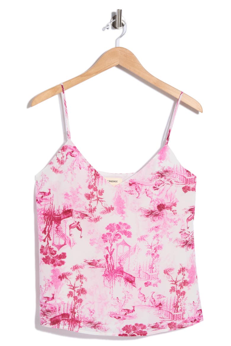 Jane Toile Spaghetti Strap Top, Alternate, color, WHITE/ PINK PORCELAIN TOILE