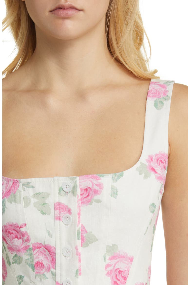 Romeo Floral Linen Blend Crop Top, Alternate, color, IVORY ROSES