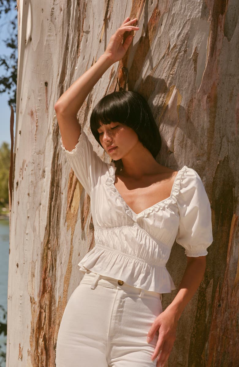 Reformation Vineyard Ruffle Blouse, Alternate, color, 