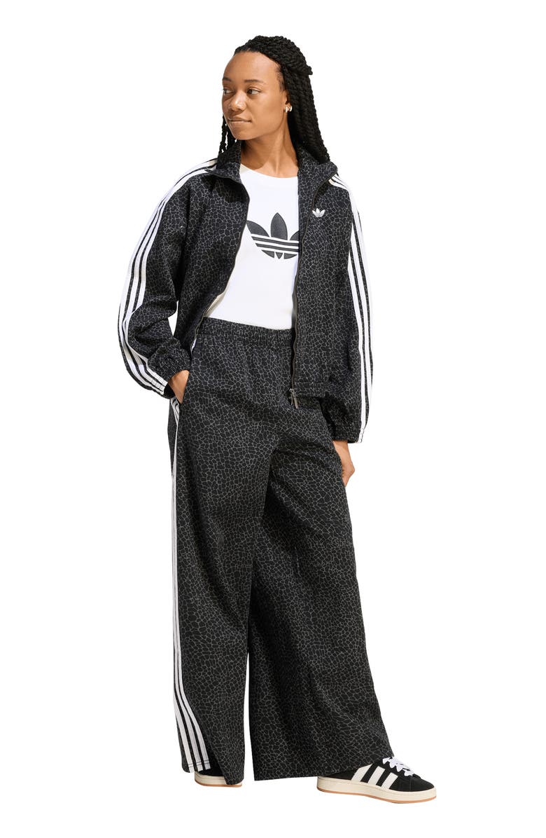 adidas Originals Firebird Animal Print Denim Track Jacket, Alternate, color, Black/ Grey Six