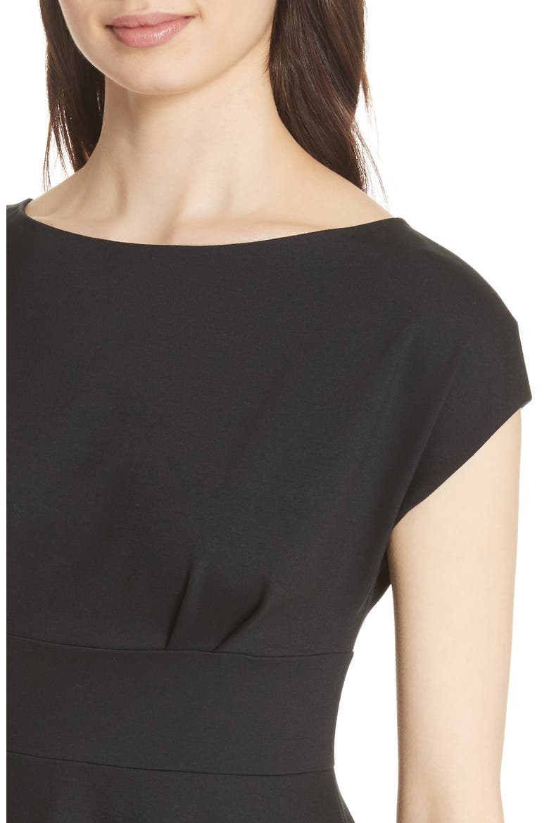 ponte fiorella fit & flare dress, Alternate, color, BLACK