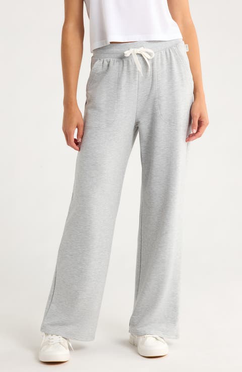 【BAON】[unisex] Holf banding fleece string wide pants Women's Fleece Wide-Leg Pants | Nordstrom