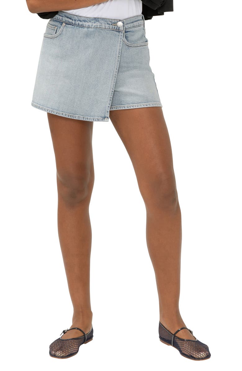 Silver Jeans Co. Faux Wrap Denim Skort, Main, color, Indigo