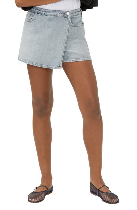 Faux Wrap Denim Skort