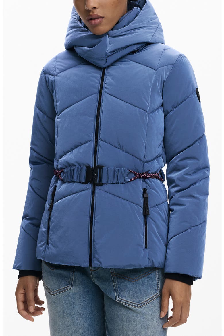 Quilted Puffer Coat with Removable Hood, Main, color, LIGHT BLUE