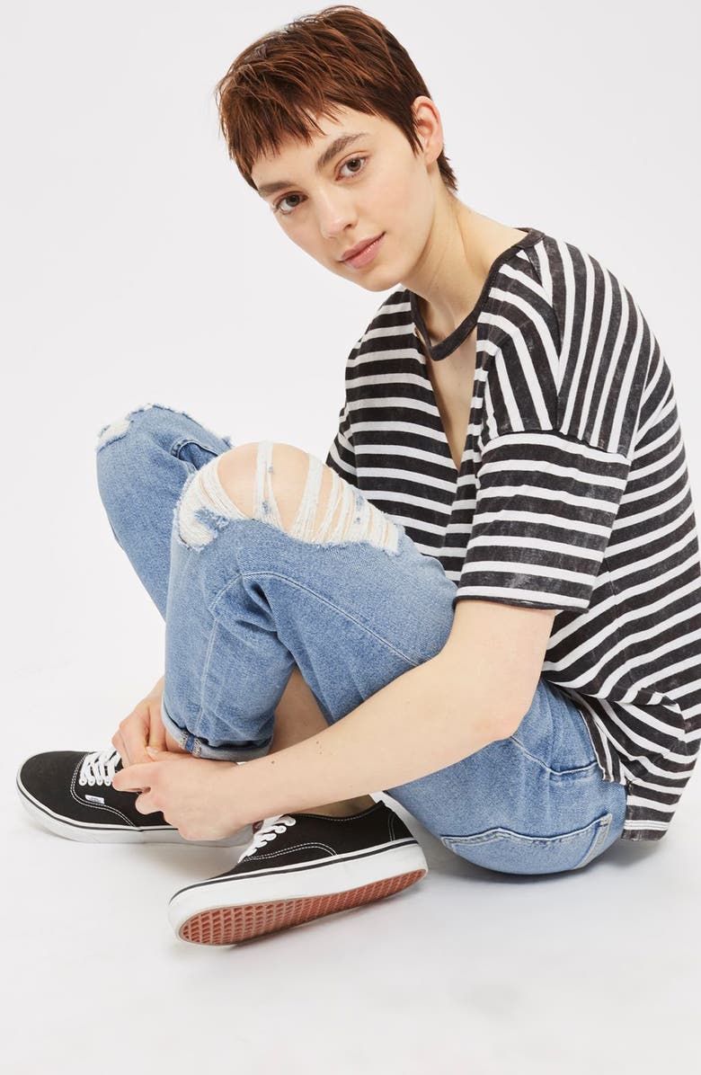 Topshop Lucas Rip Boyfriend Jeans, Alternate, color, 