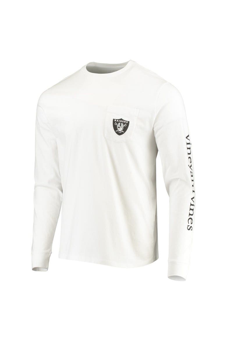 Men's Vineyard Vines White Las Vegas Raiders Whale Helmet Long Sleeve T-Shirt, Alternate, color, White