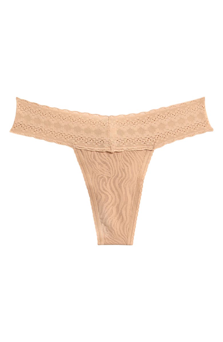 MeUndies Allover Lace V-Front Thong, Alternate, color, Latte Zebra