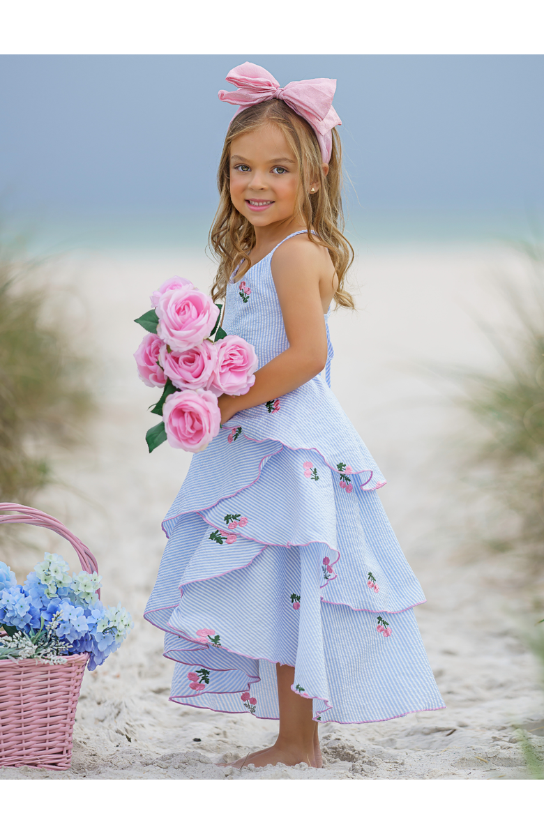 Mia Belle Girls Pretty Petal Southern Belle Tiered Dress, Alternate, color, Blue