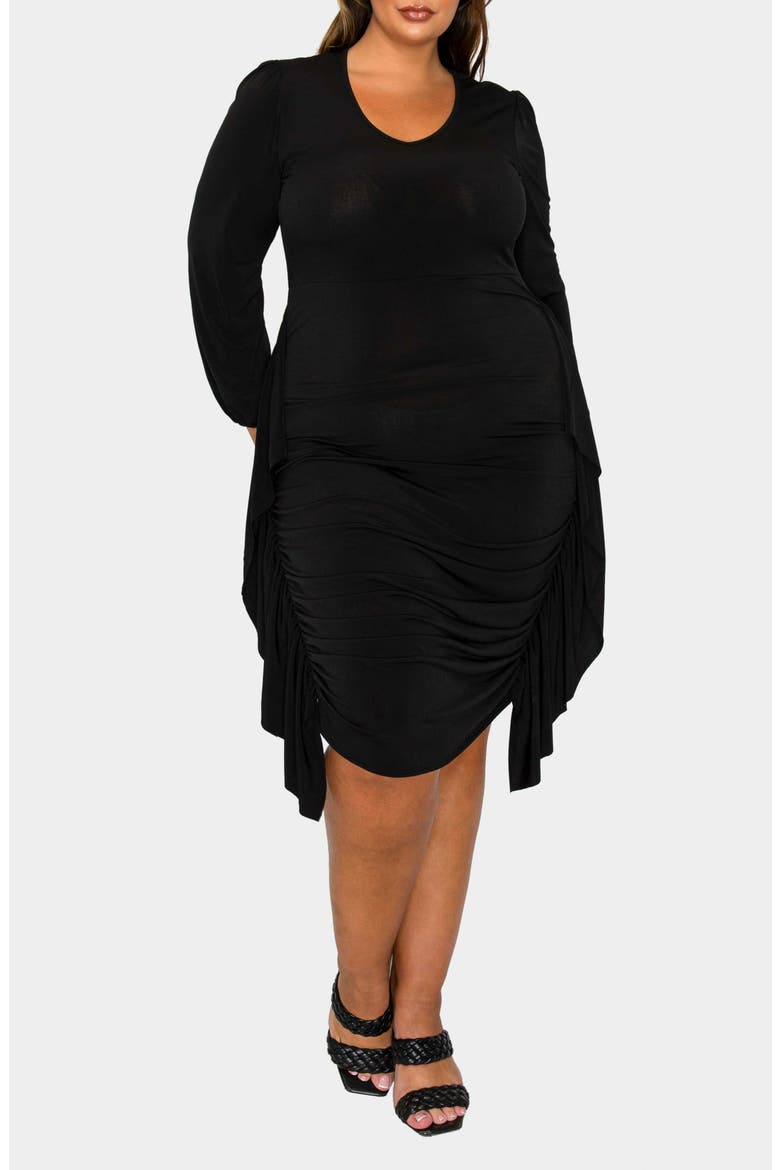 Nova Ruched Bodycon Dress, Alternate, color, BLACK