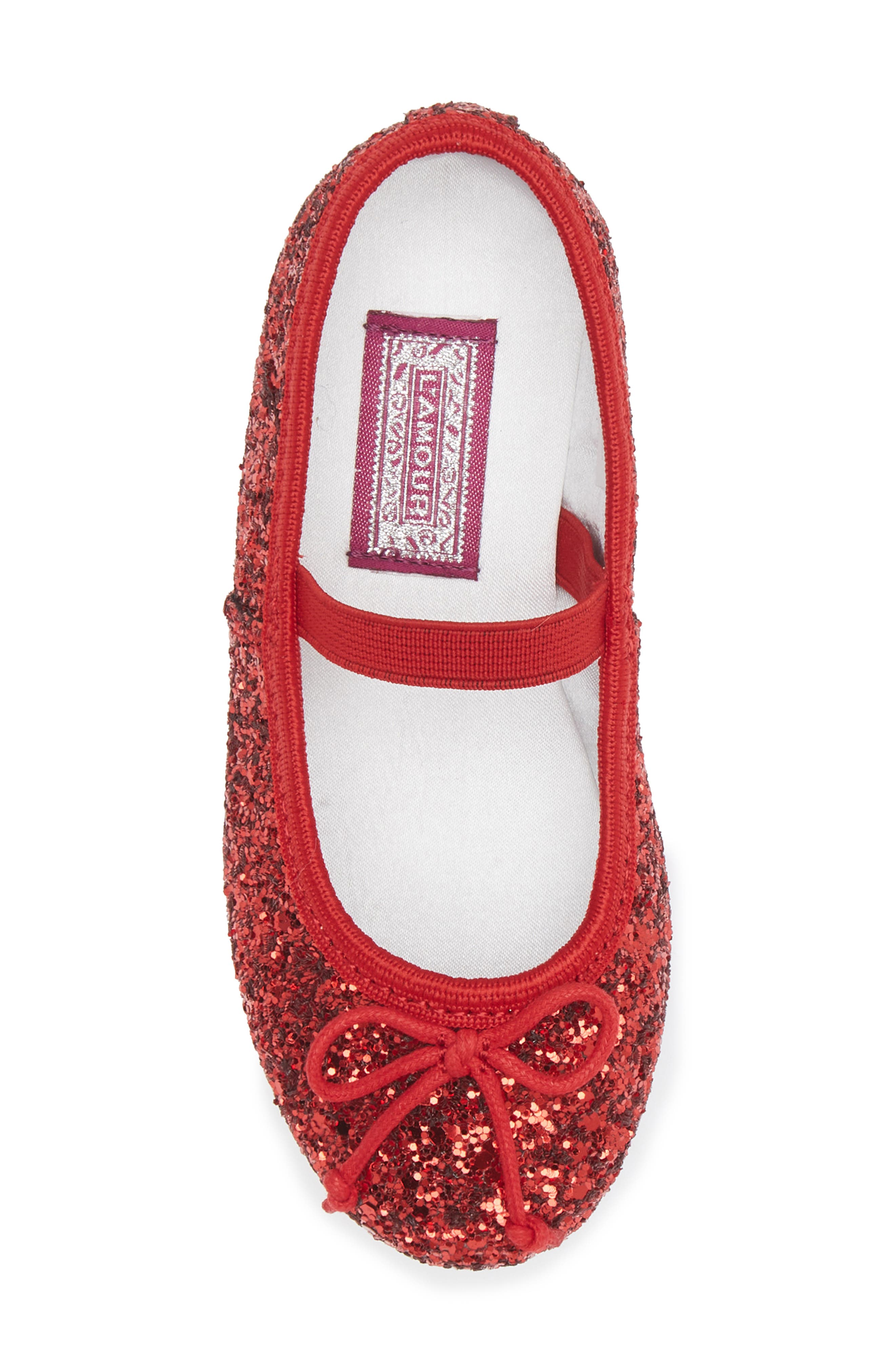 Kids' Victoria Glitter Flat, Alternate, color, GLITTER RED