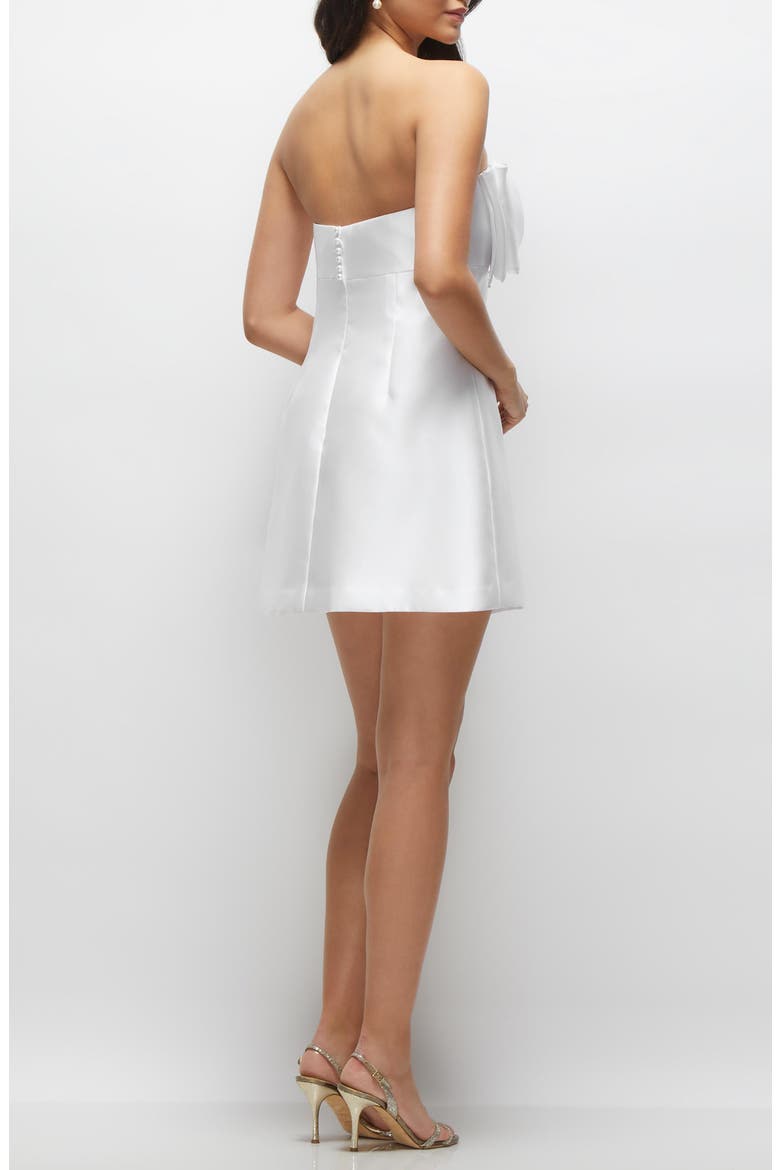 Imitation Pearl & Bow Detail Strapless Cocktail Minidress, Alternate, color, WHITE