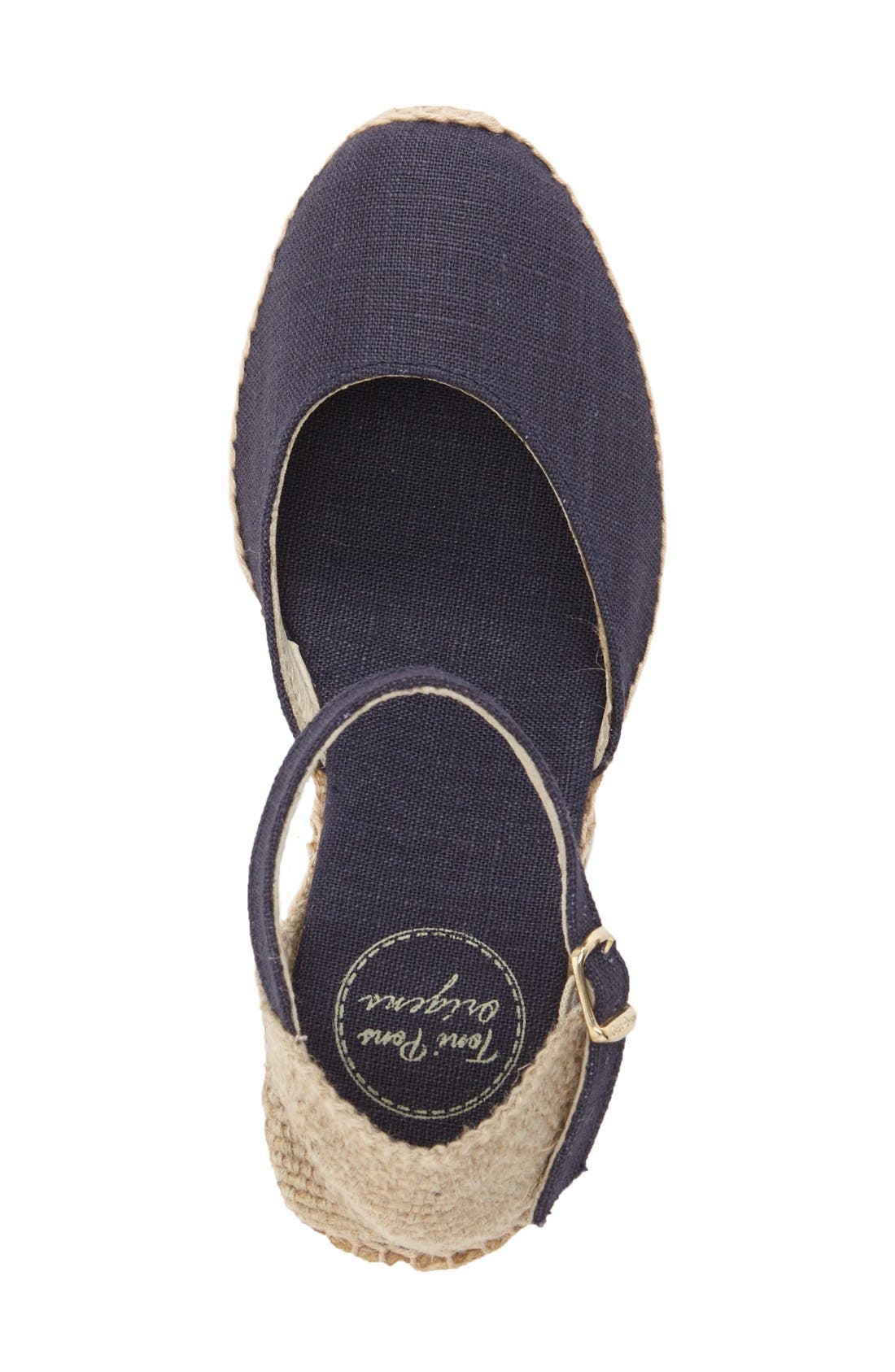 'Caldes' Linen Wedge Sandal, Alternate, color, NAVY LINEN