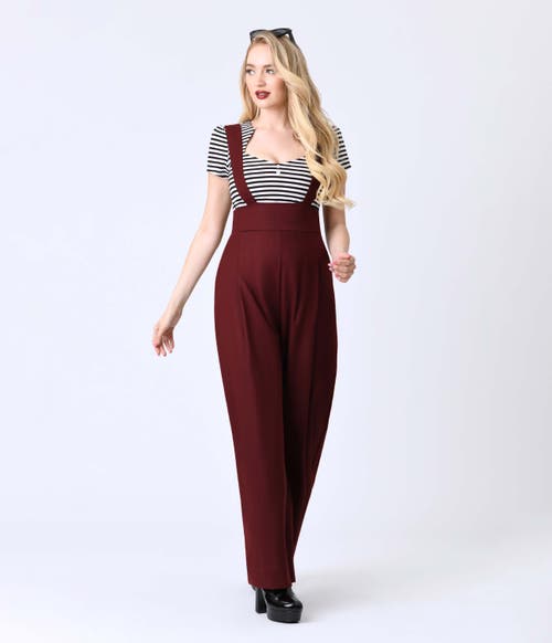 Unique Vintage Wide Leg Rochelle Suspender Pants In Black