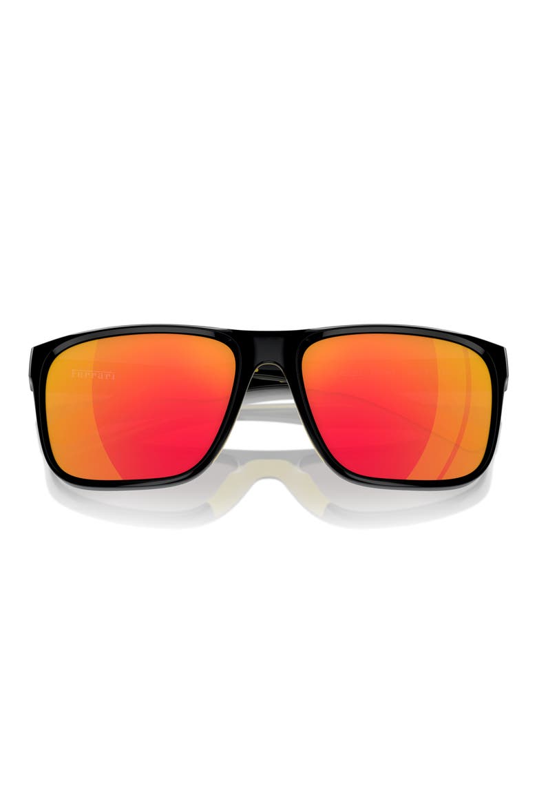 59mm Mirrored Square Sunglasses, Alternate, color, BLACK