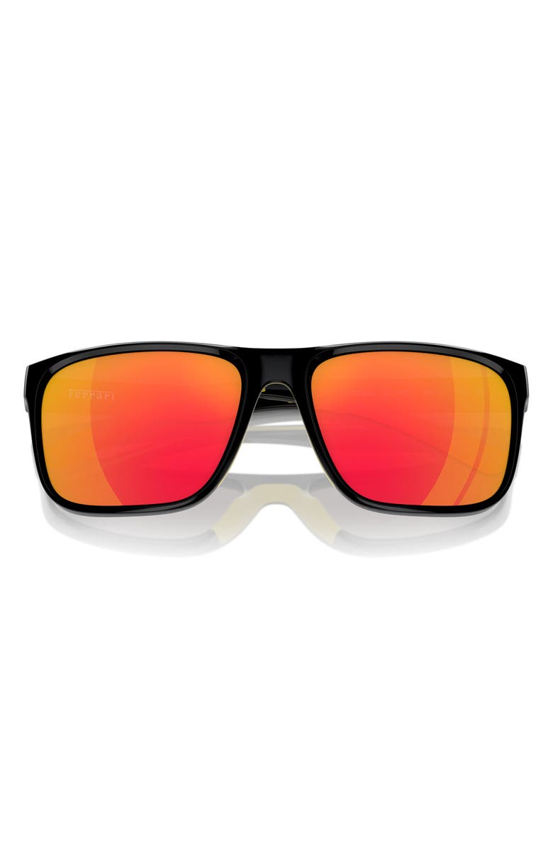 Scuderia Ferrari 59mm Mirrored Square Sunglasses, Alternate, color, Black