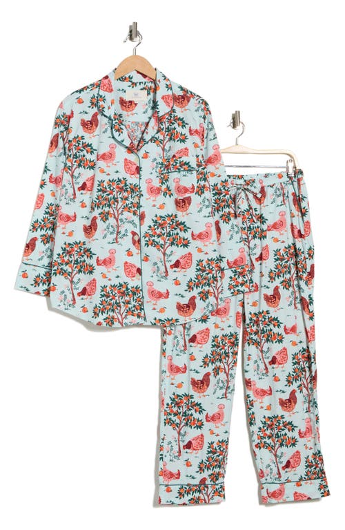 Printfresh Organic Cotton Poplin Long Pajamas In Blue