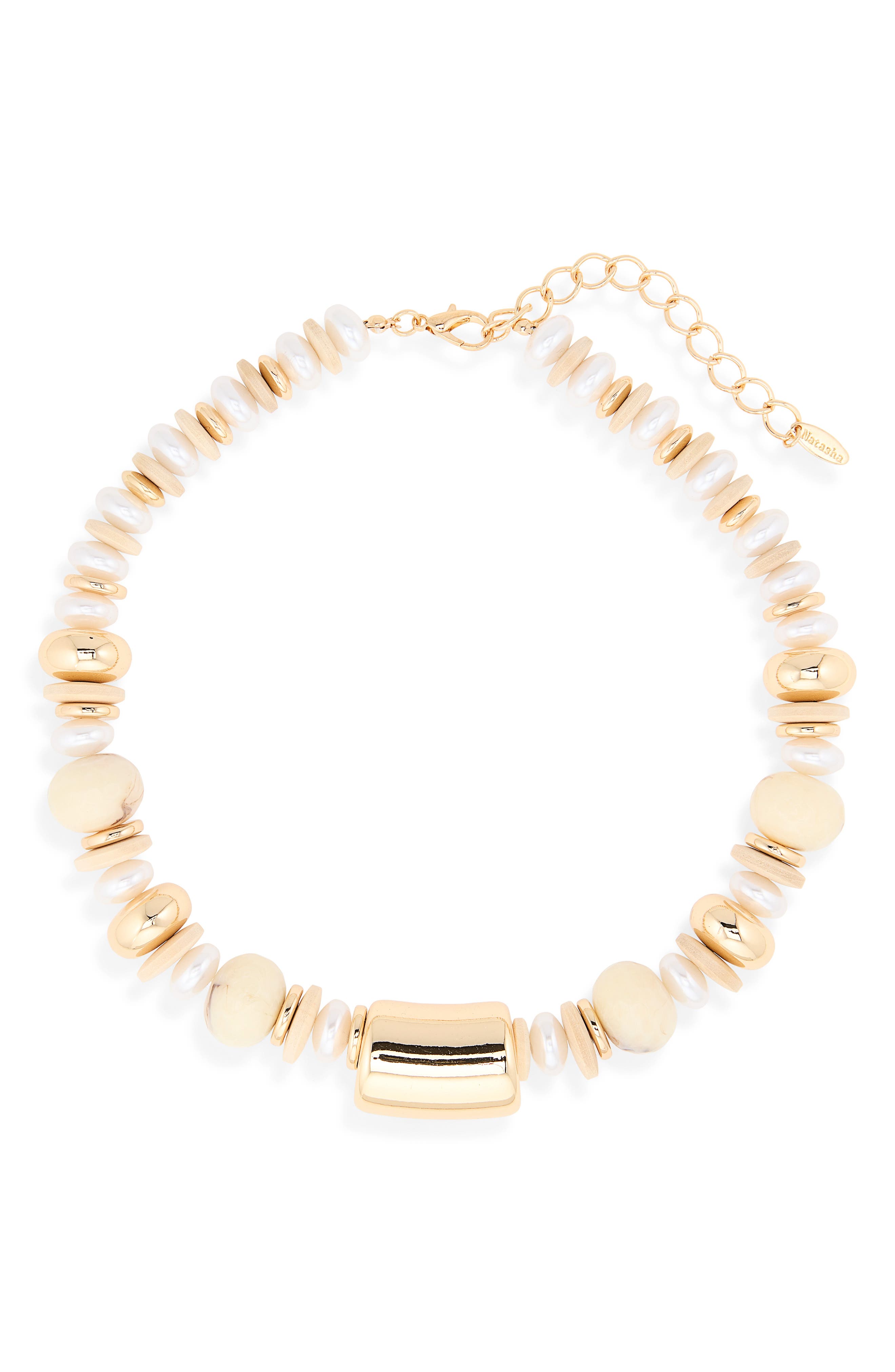 Faux Pearl Beaded Necklace