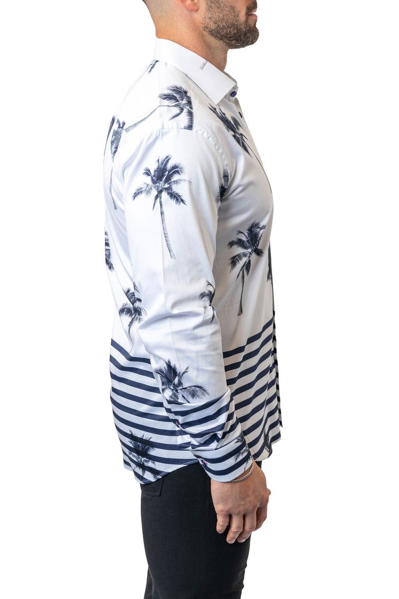 Fibonacci Nuitpalm White Contemporary Fit Button-Up Shirt, Alternate, color, WHITE