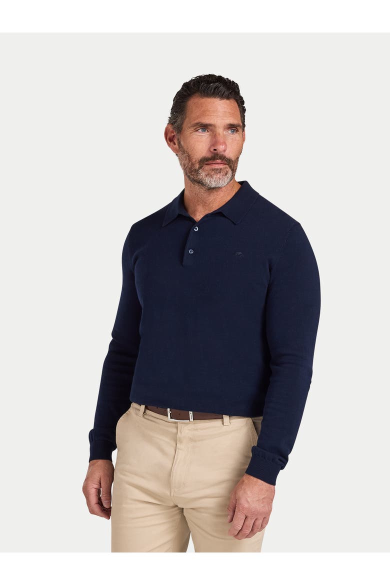 Long Sleeve Knitted Polo Shirt, Alternate, color, Navy