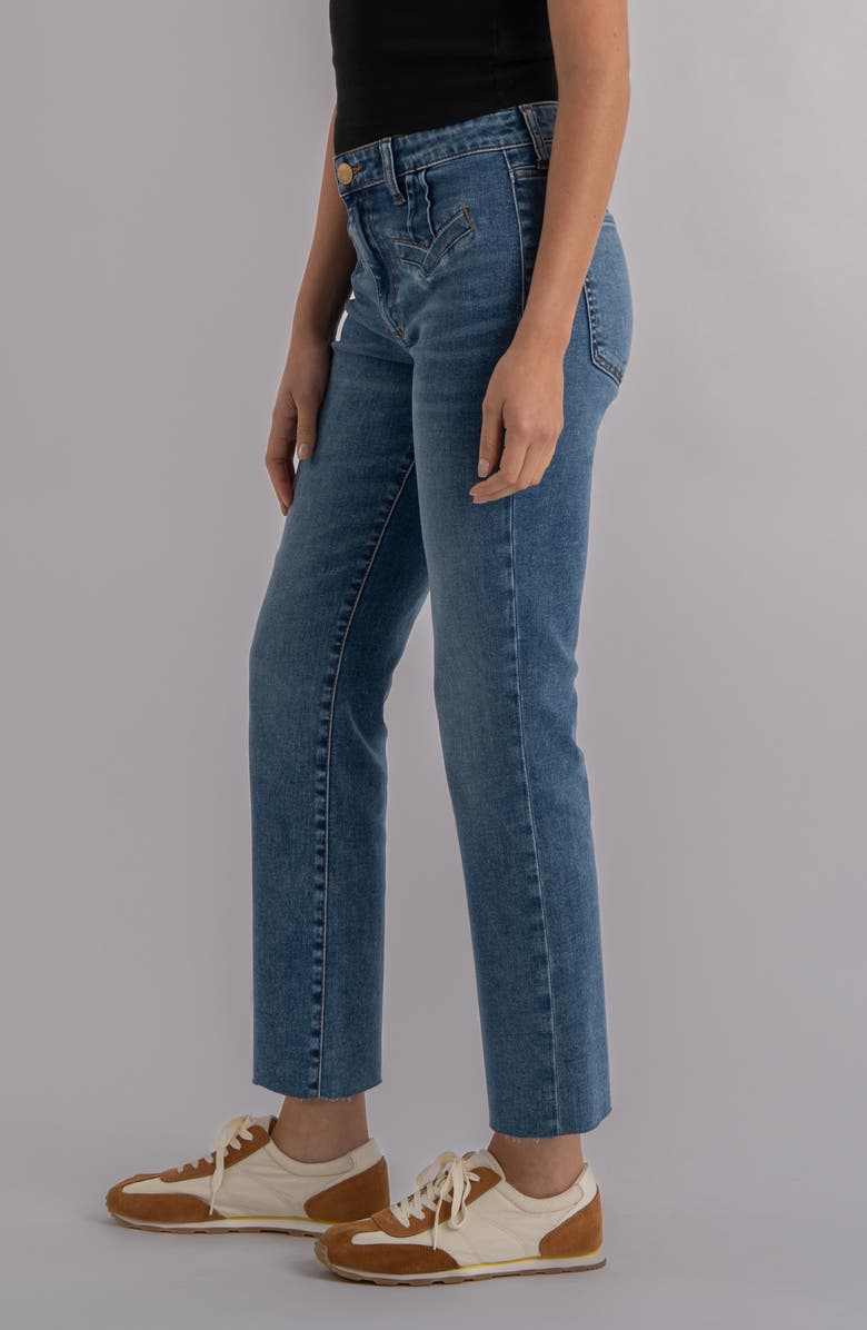 KUT from the Kloth Kelsey Raw Hem High Waist Kick Flare Jeans, Alternate, color, Excitement