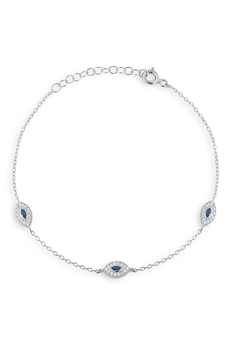 Evil Eye Cubic Zirconia Anklet, Main, color, SILVER