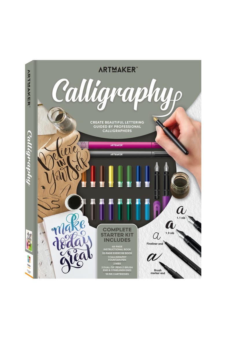 Calligraphy, Complete Starter Kit, Pocket Studio, Instruction Book, Main, color, Multicolored