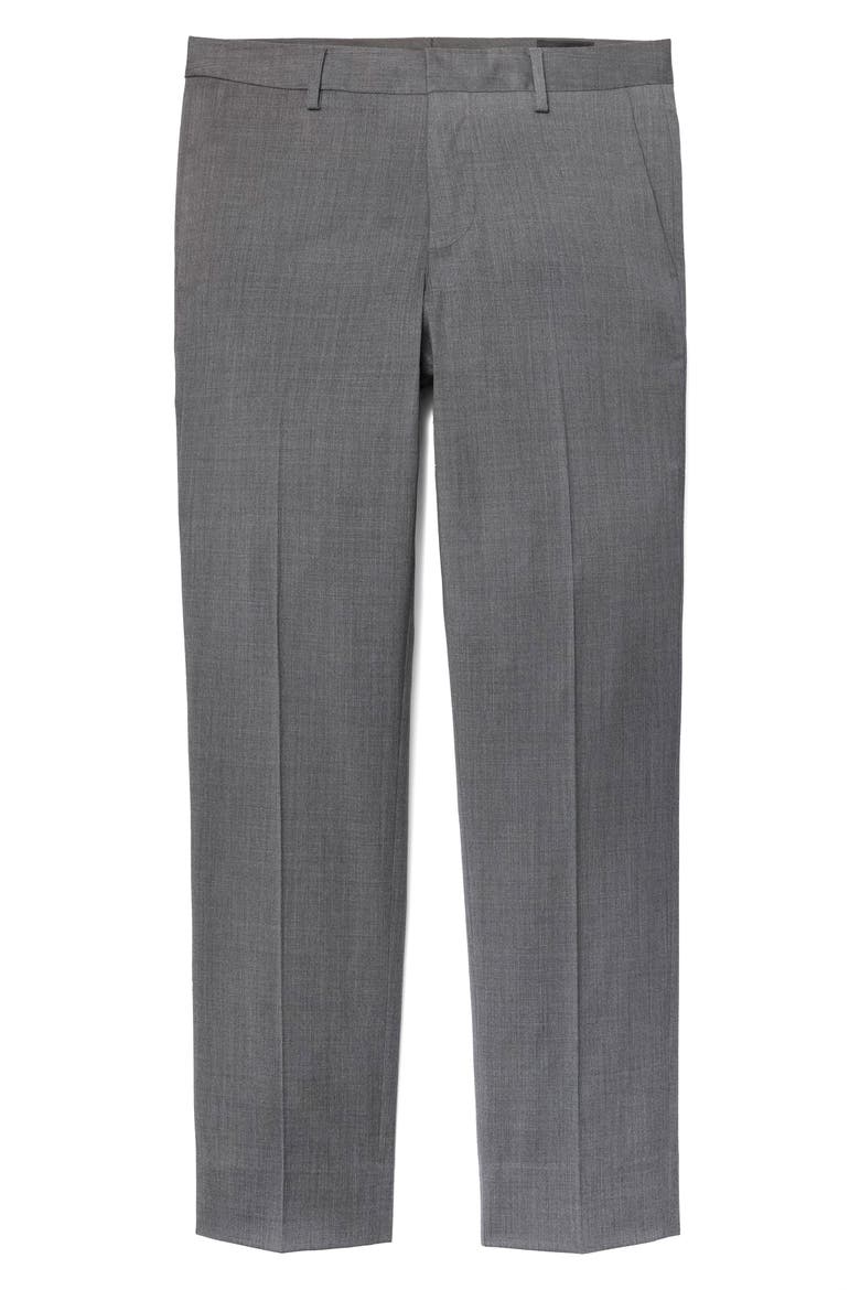Jetsetter Flat Front Stretch Wool Dress Pants, Alternate, color, GREY